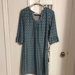 Aryeh Teal and Black Long Sleeve Dress